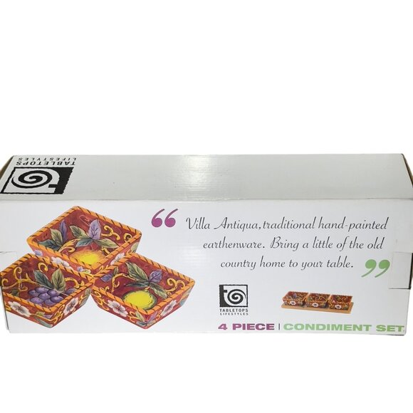 Tabletops Lifestyles Villa Antiqua 4-Piece Hand-Painted Condiment Set - Picture 7 of 8